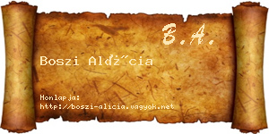 Boszi Alícia névjegykártya